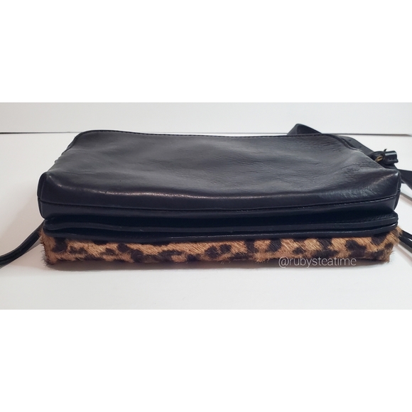 🎉MADEWELL Limited Edition Twin Cross Body Bag,Calf Hair with Leopard Print, NEW - Picture 7 of 16
